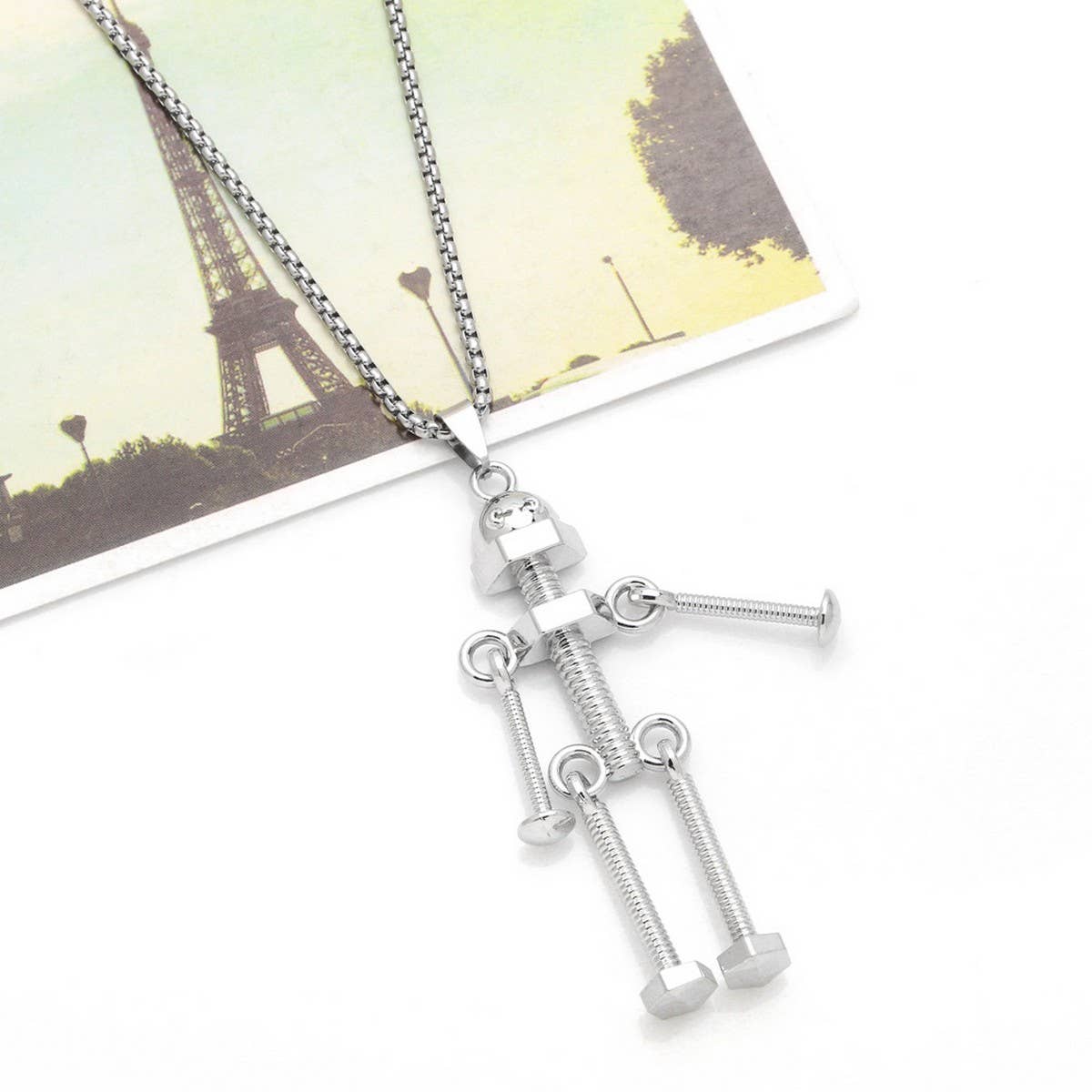 SCREW ROBOT PENDANT FASHION NECKLACE_CWAJE0966