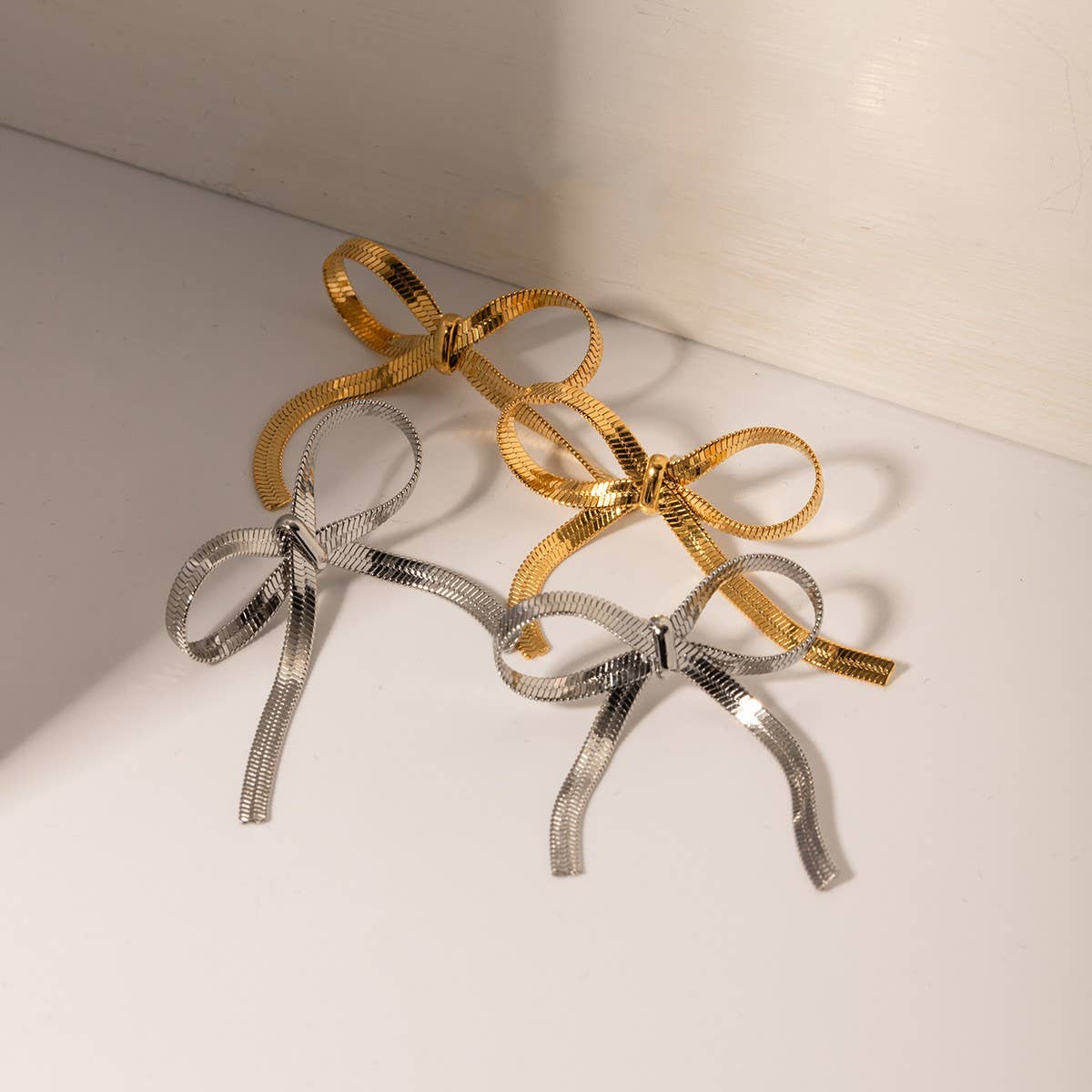 PERSONALIZED ALL MATCH 18K GOLD BOW EARRINGS_CWASC1655