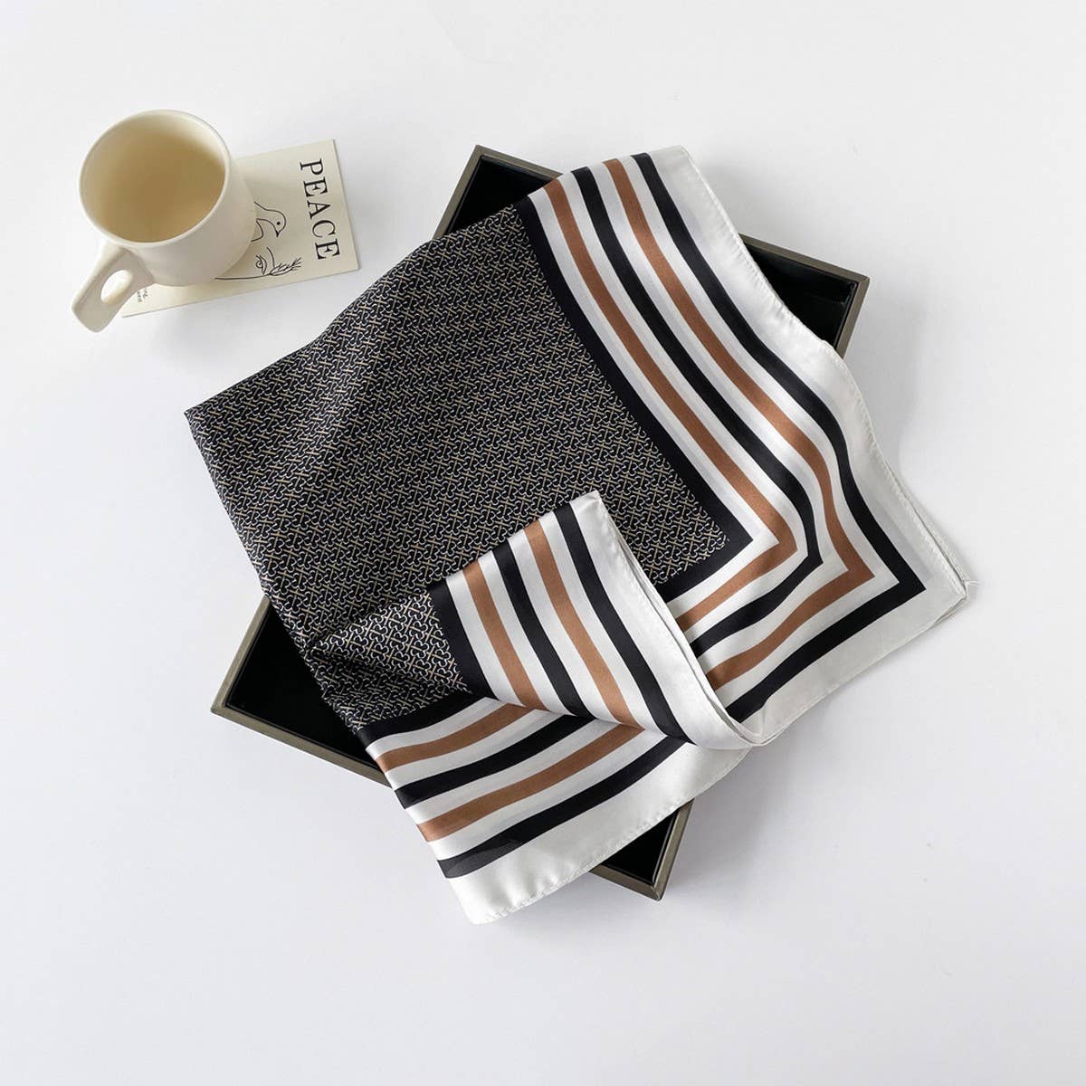 SWEET FLORAL SATIN SCARF 70CM SQUARE NECK WRAP_CWASC0823