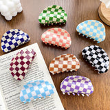 3.23"Checkered Hair Claw Clip_Cwaha0313