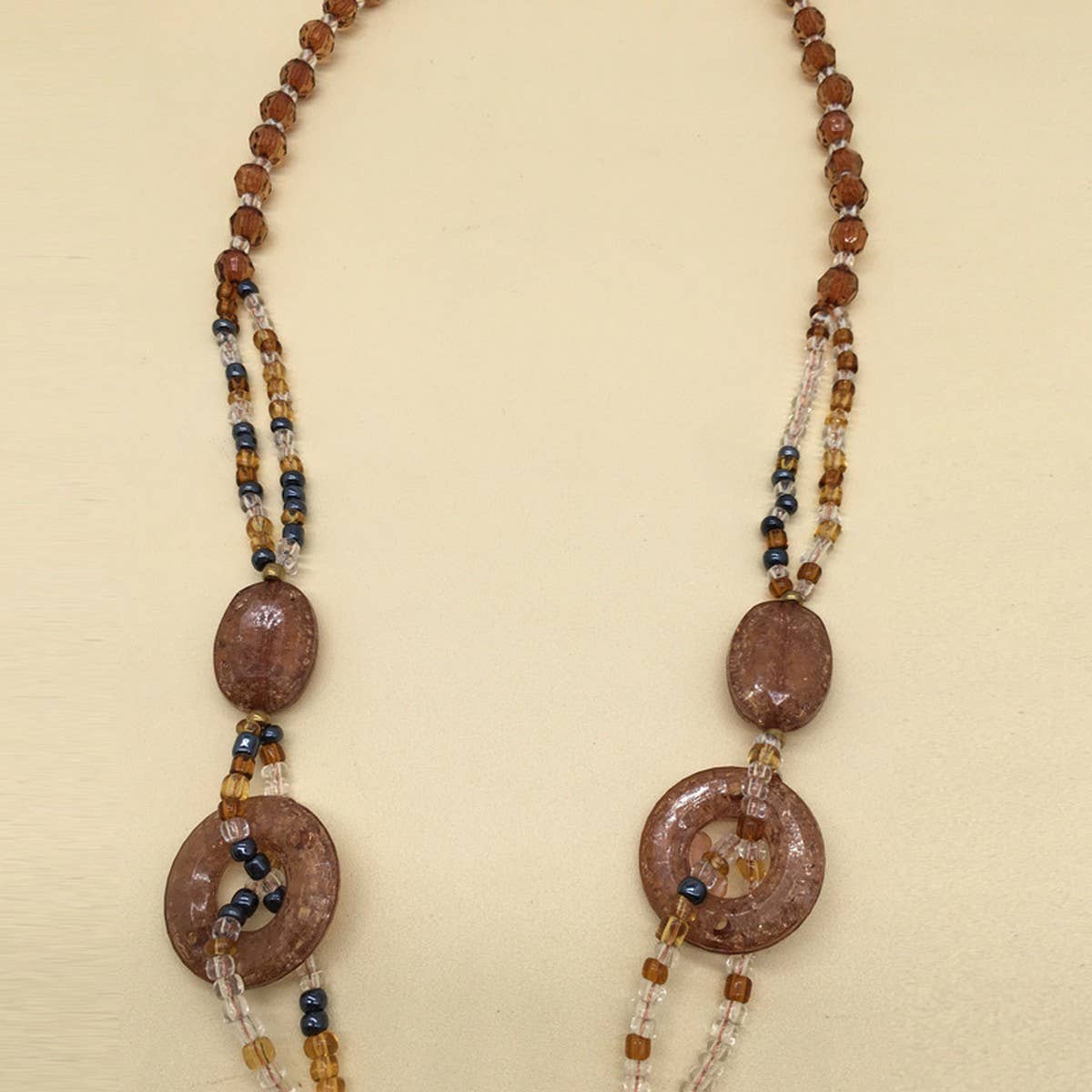 LEOPARD PRINT ACRYLIC LONG HANDMADE NECKLACE_CWMM4565