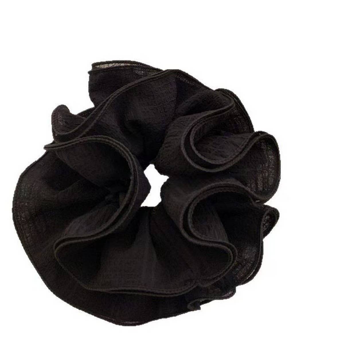 RUFFLED PLAID SCRUNCHIE WITH LAYERED EDGES_CWAHA5509