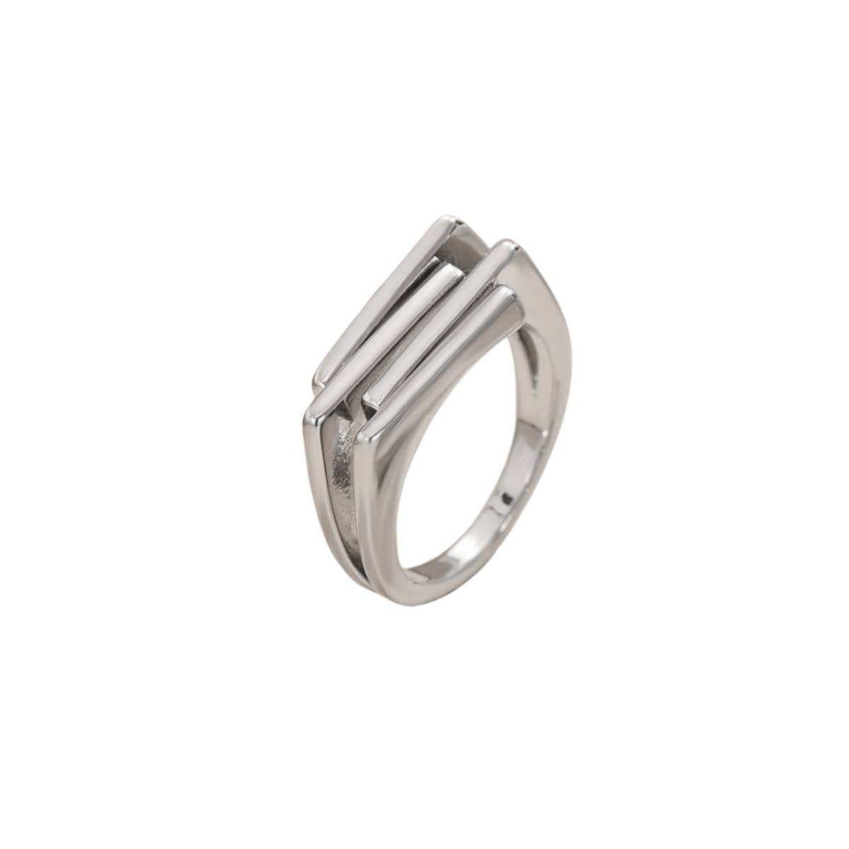 Temperament Smooth Geometric Three-Layer Ring