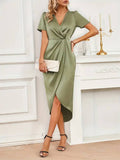 Wrap Dress With Cross-Neck
