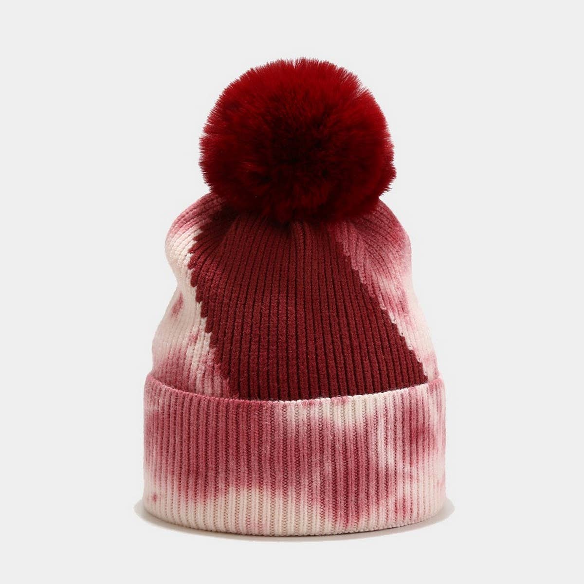 NEW TIE DYE POM POM KNITTED HAT_CWAH1619