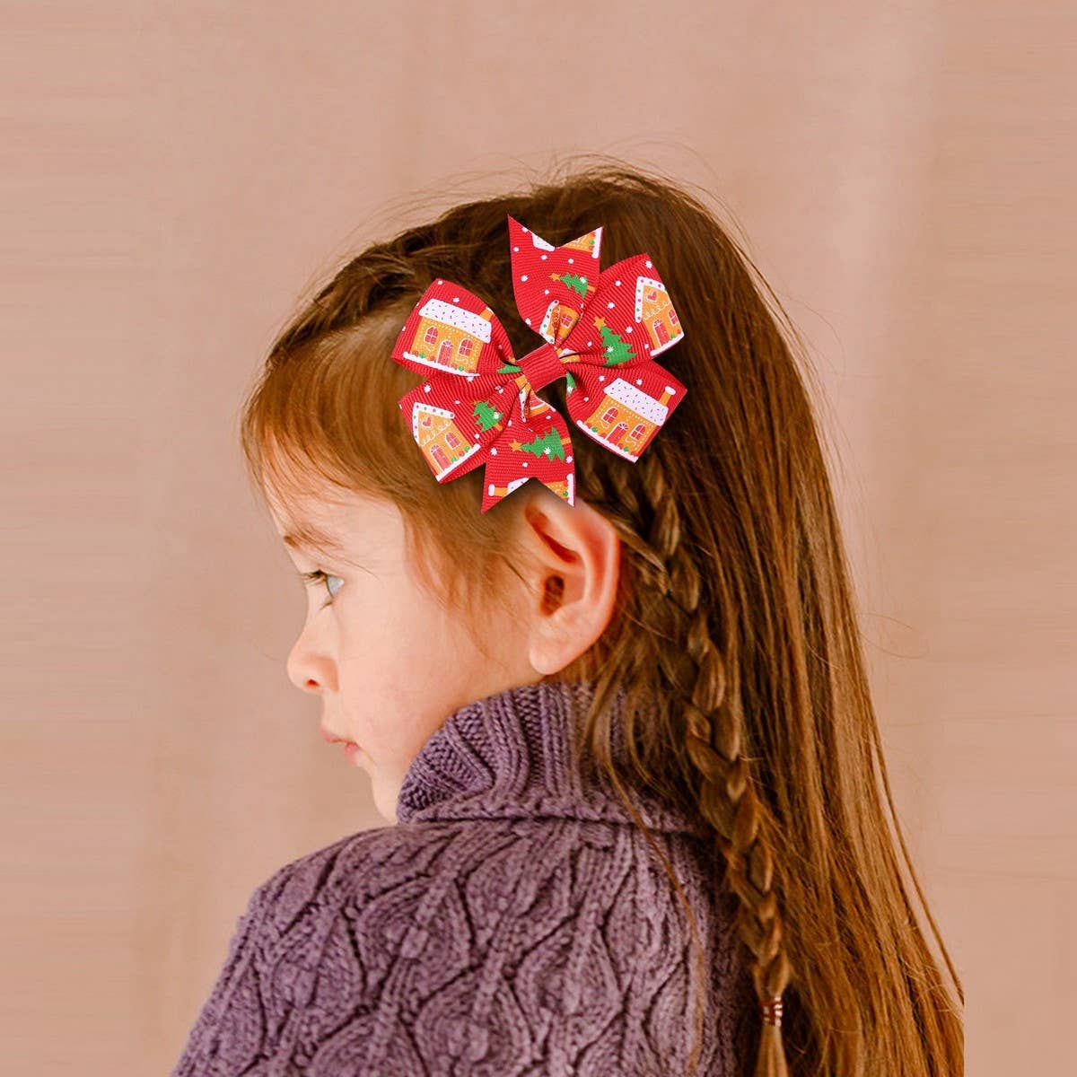 CHRISTMAS BOW HAIRPIN FOR GIRLS SNOWMAN_CWAHA6698