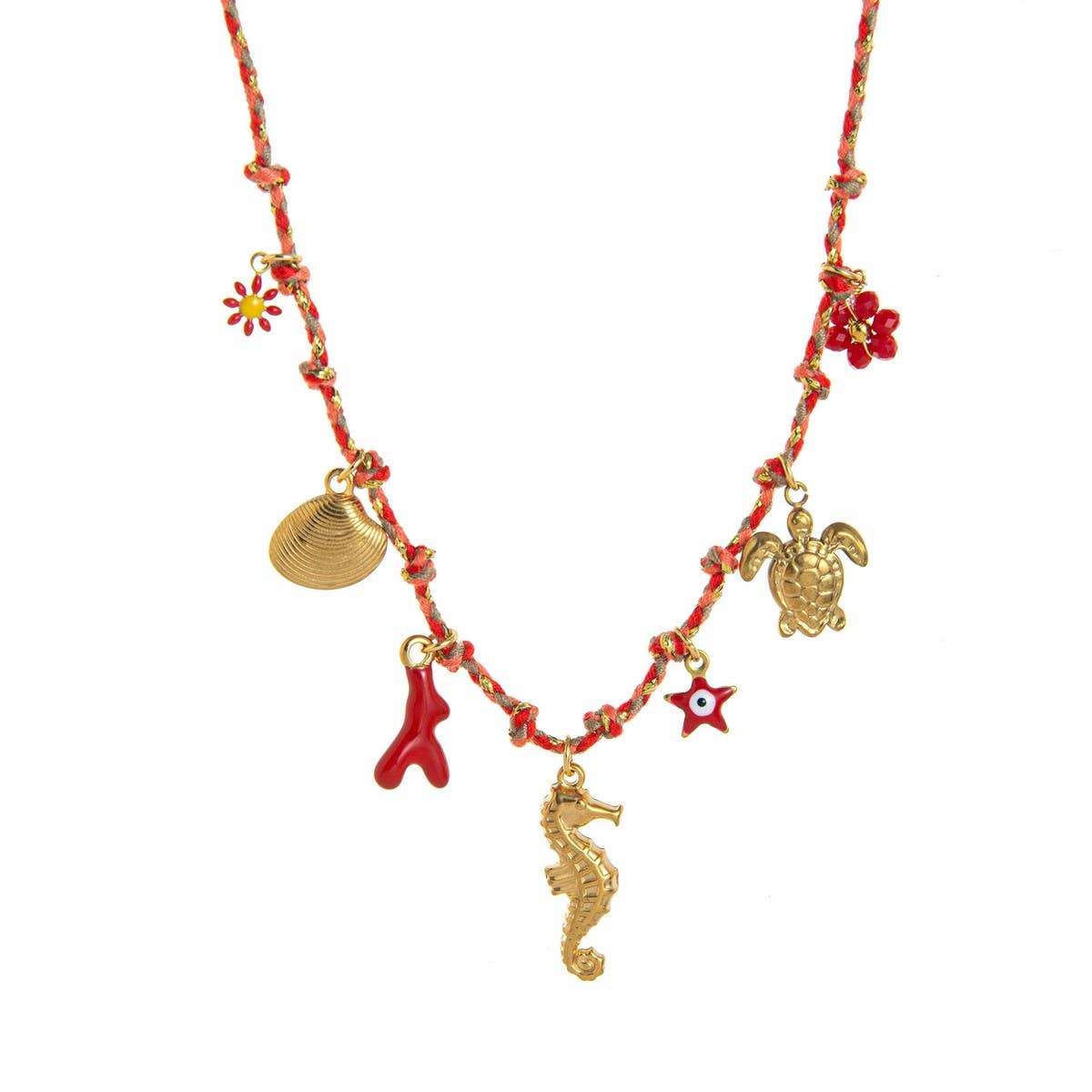 Unique Rope Chain Necklace Lotus Feather Elephant_Cwaje05663