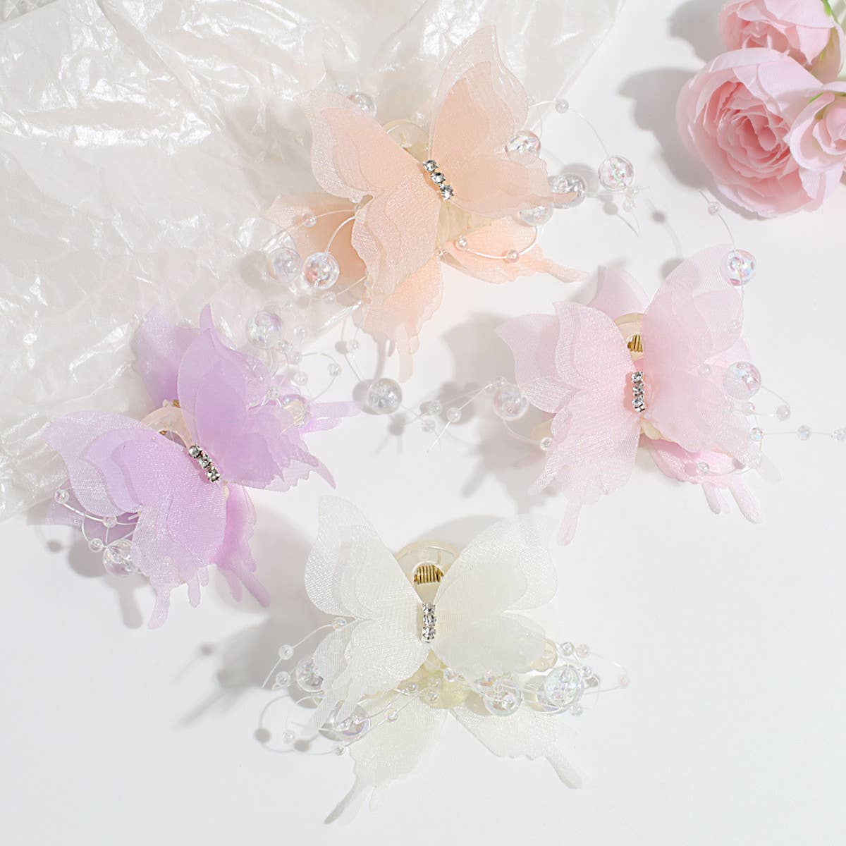 SWEET RHINESTONE BUTTERFLY MINI CLAW SPARKLY CLIP_CWAHA2303