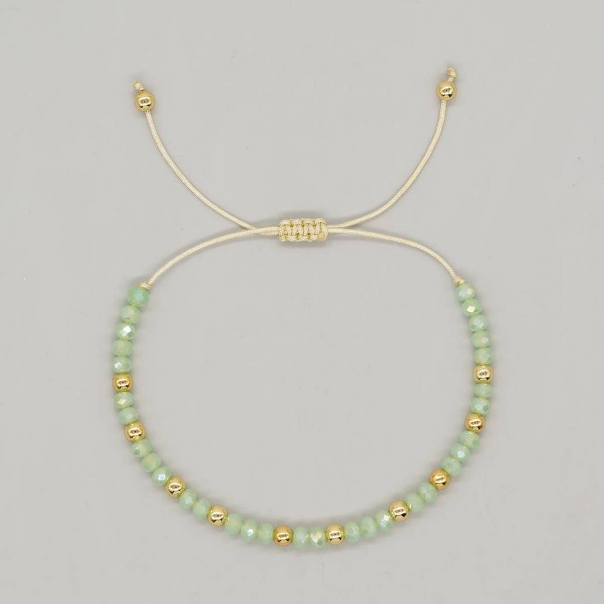 CRYSTAL GOLD BEADED HAND WOVEN BRACELET_CWMM3871