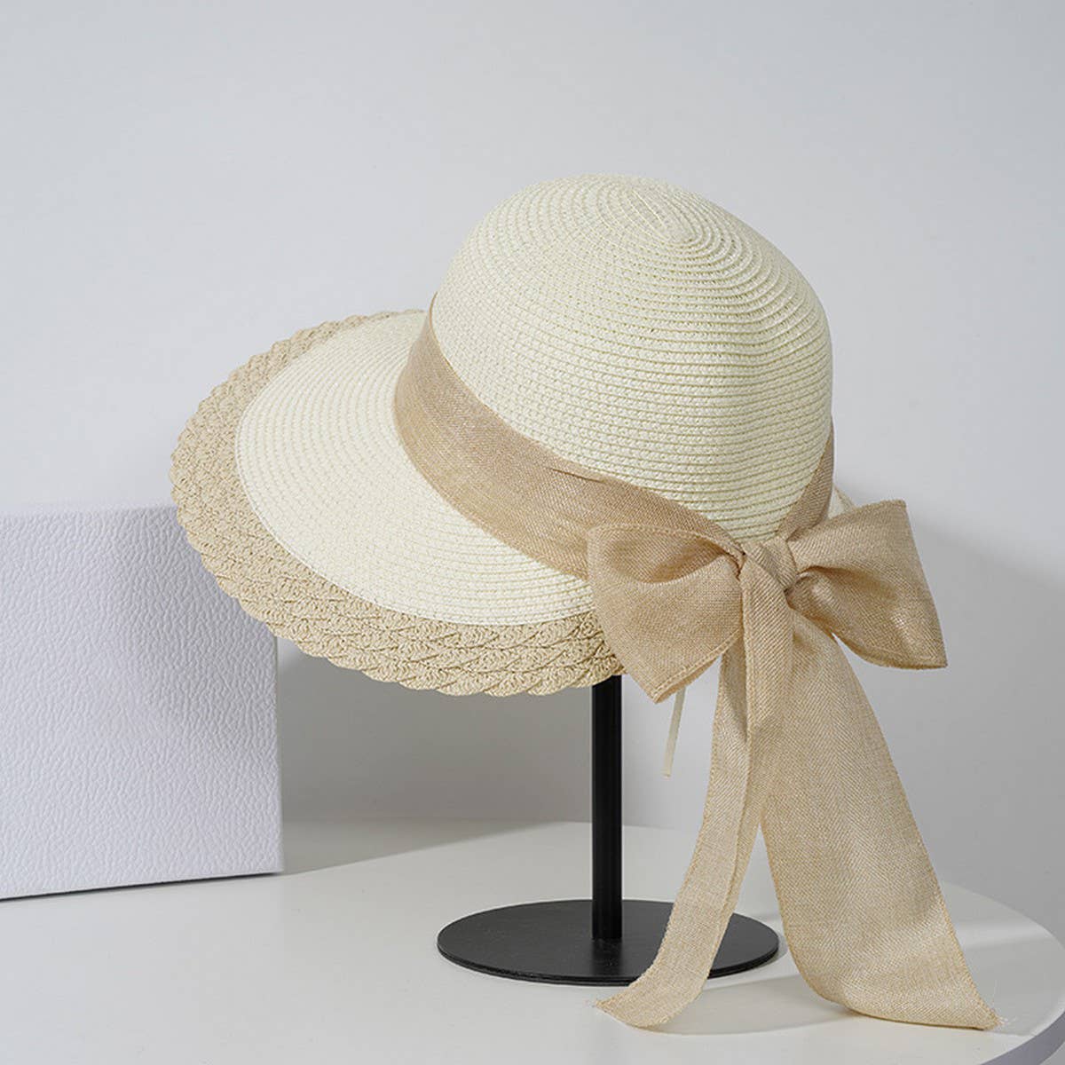 FRENCH STYLE BOW LAFITE GRASS EDGE HATS STRAW_CWAH1169