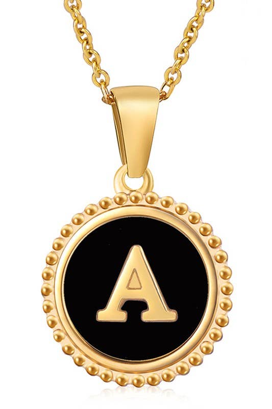 SIMPLE ROUND ALPHABET INITIALS PENDANT NECKLACE_CWAJE215
