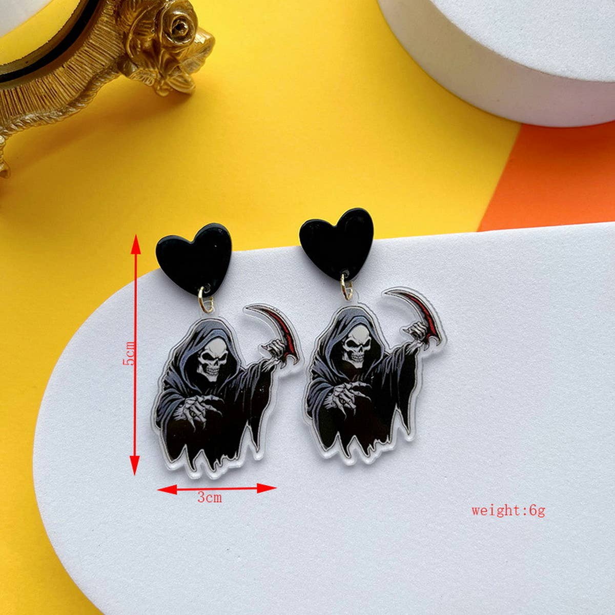 FUNNY HORROR SKULL GHOST EARRINGS_CWAJE2424