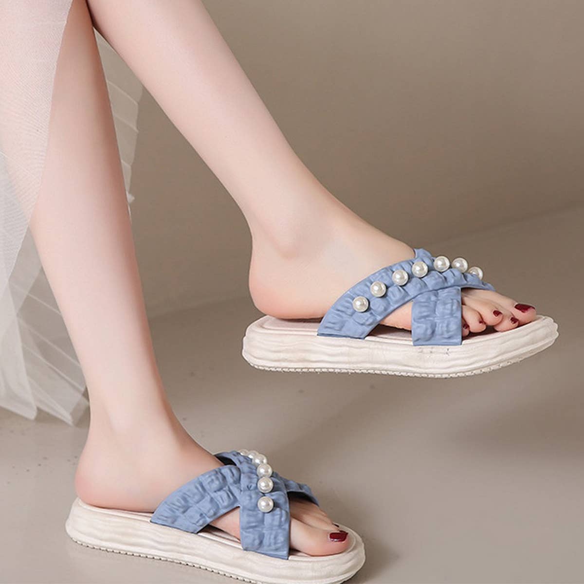 SUMMER BEACH SHOES PEARL CHAIN SANDALS_CWSHS0672