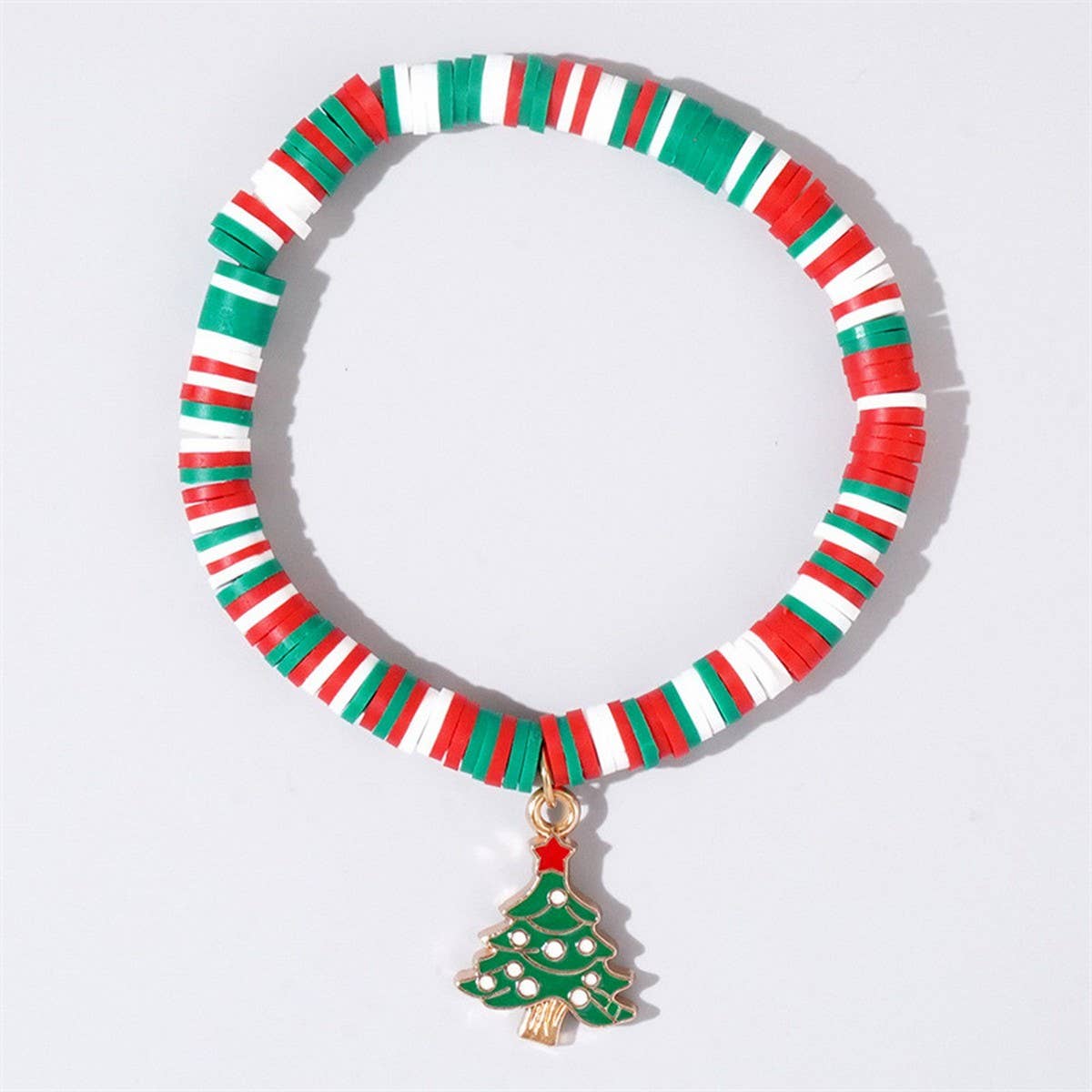 Cwaje2510_Colorful Beaded Pendant Christmas Bracelet