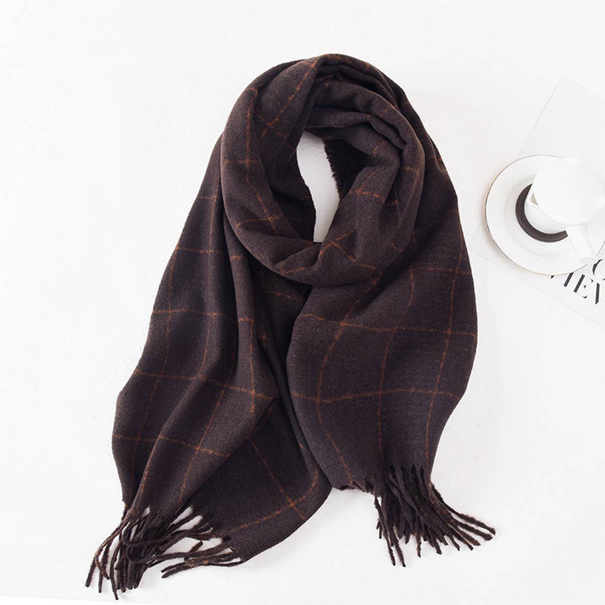 DOUBLE SIDED PLAID SCARF FOR WOMEN WINTER CHIC_CWASC0401