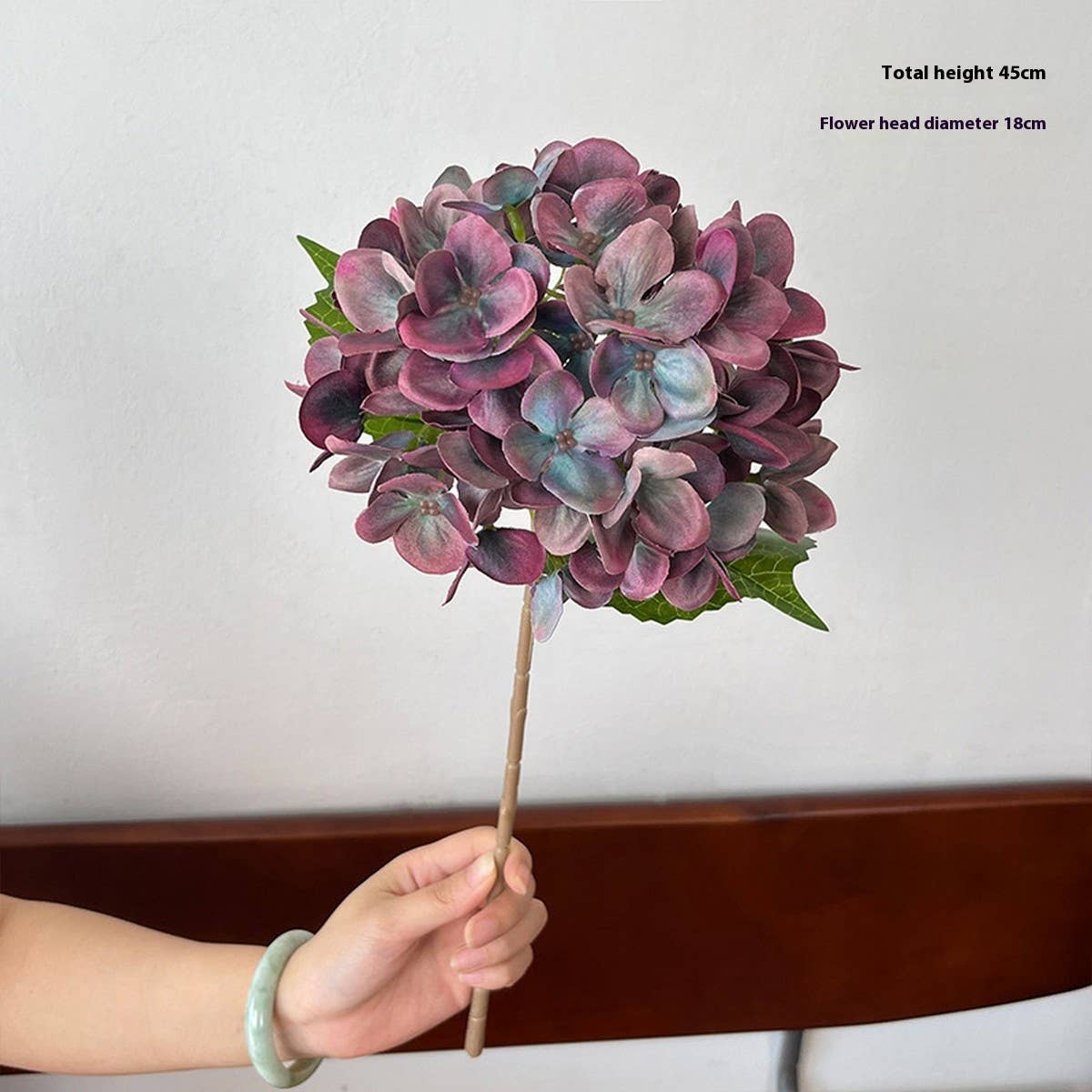 3D PRINTED AUTUMN HYDRANGEA STEM WITH 2 LEAVES_CWMM6517