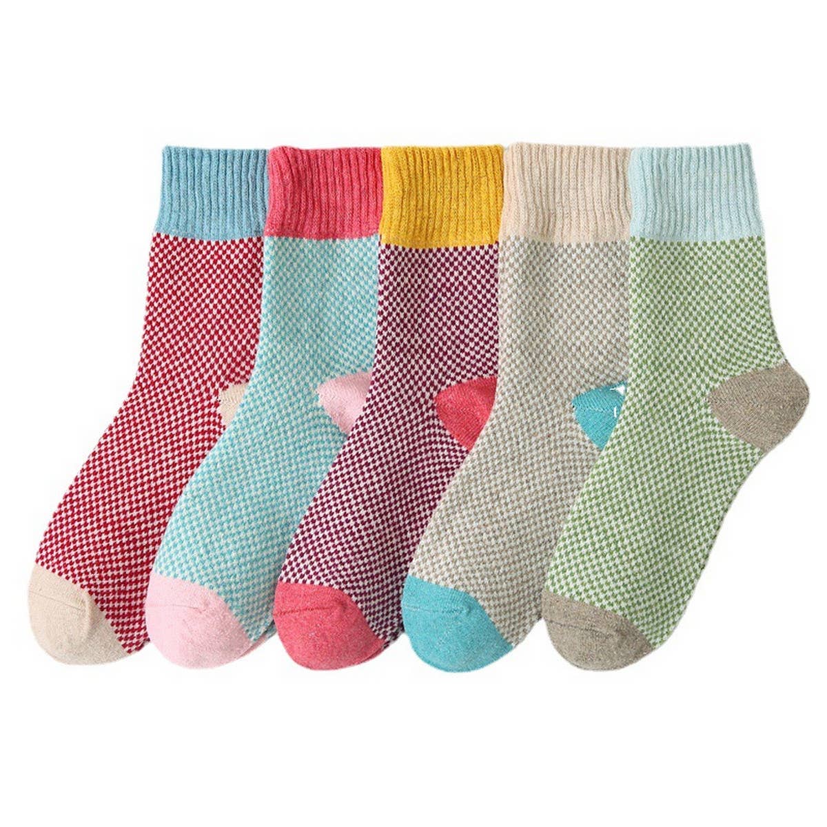 5 PAIRS PER PACK THICKENED PLAID SOCKS_CWMS0692