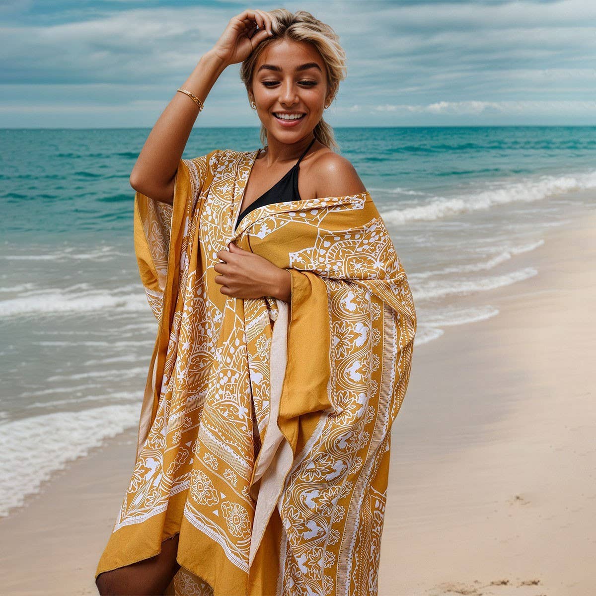 Vacation Floral Kimono Beach Coverup Bikinicardigan_Cwmm6297