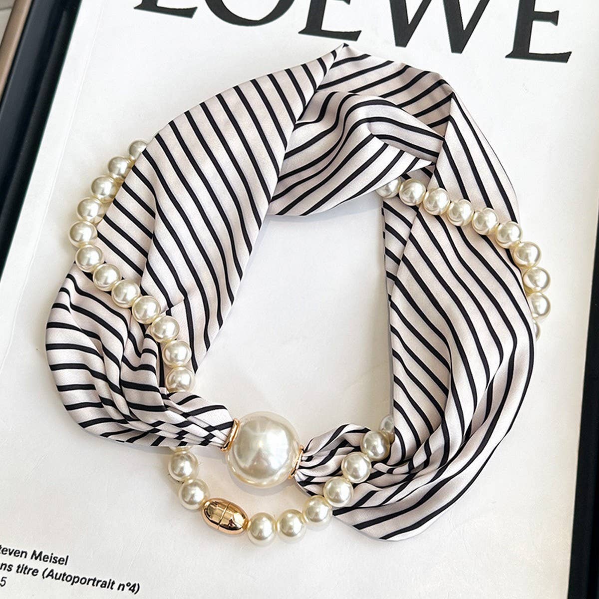 Pearl Magnetic Skinny Silk Neck Scarf_Cwasc03931