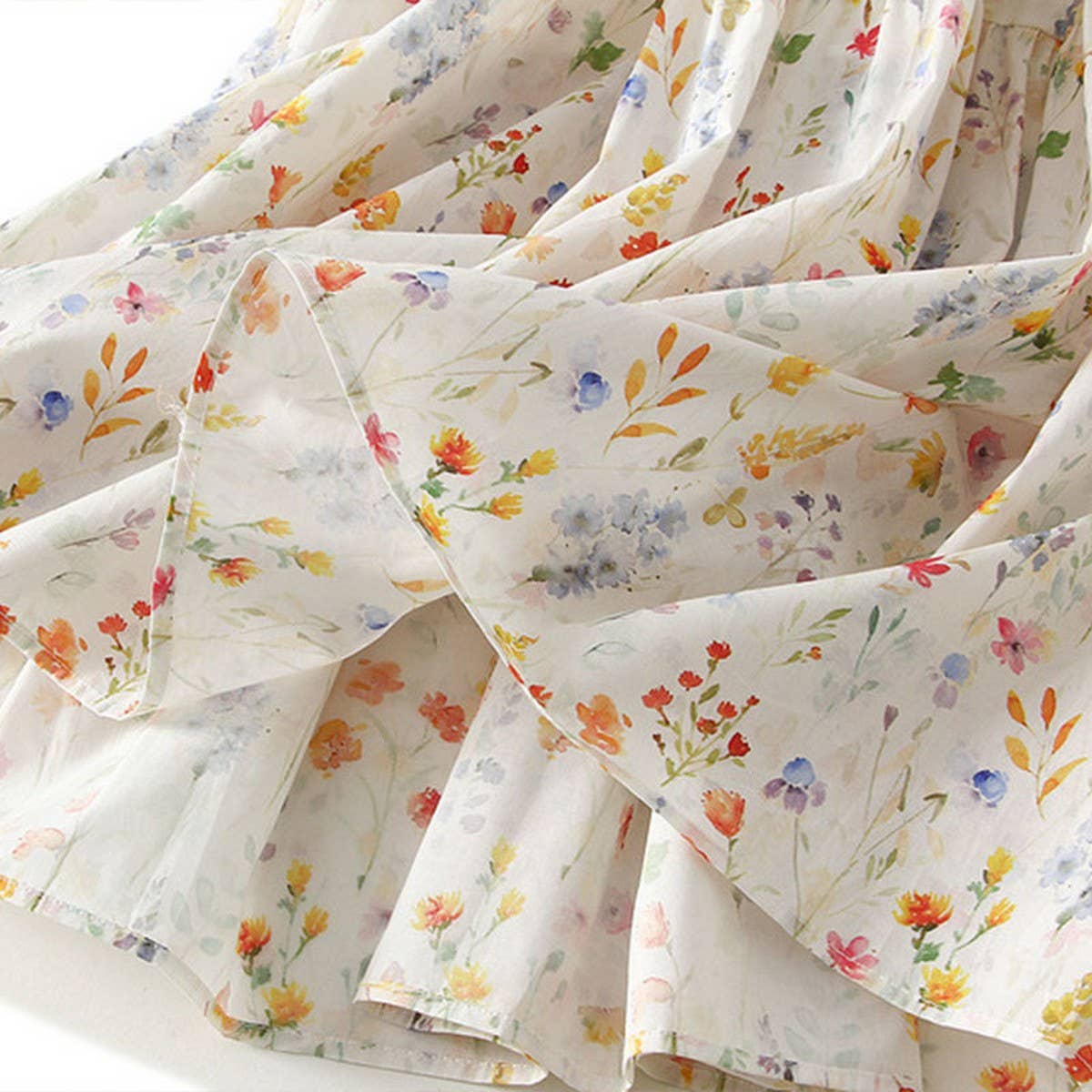 SWEET FLORAL A LINE ELASTIC WAIST MIDI SKIRT_CWBMS0365