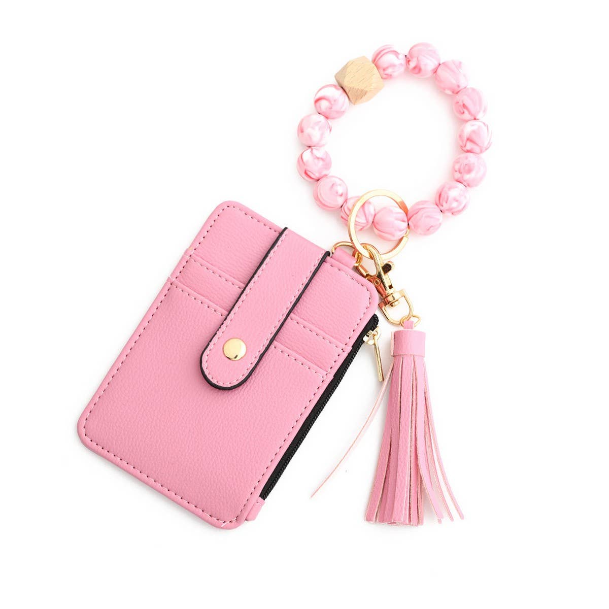 SILICONE BRACELET LEATHER WALLET TASSEL KEYCHAIN_CWAJE0659