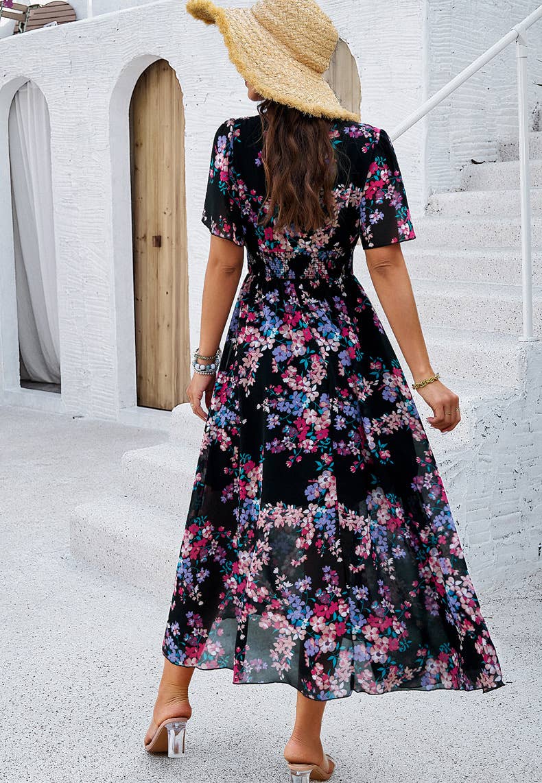 Temperament Print Waist Dress