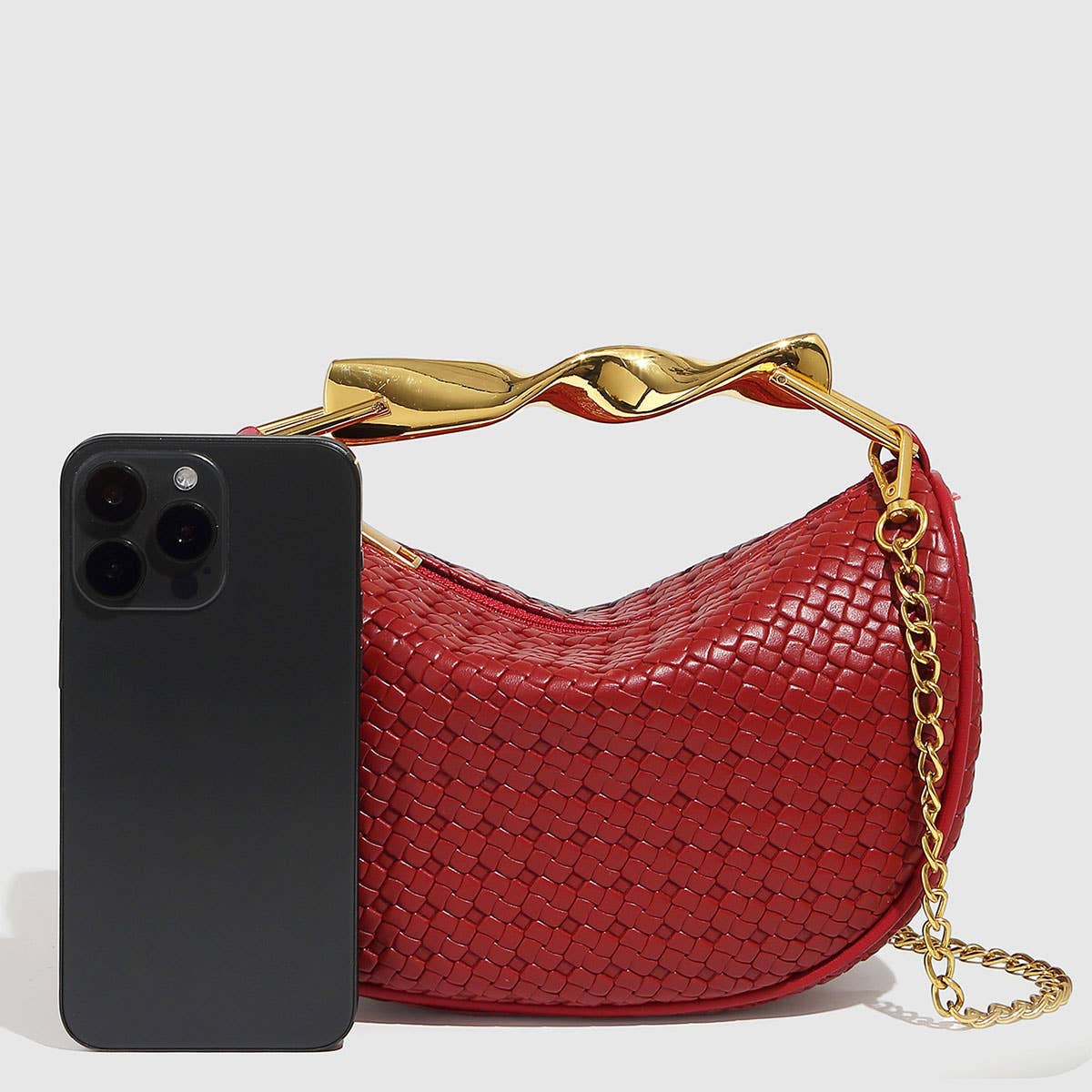 SMALL TWEED STYLE WOVEN CHAIN SHOULDER BAG_CWAB5709