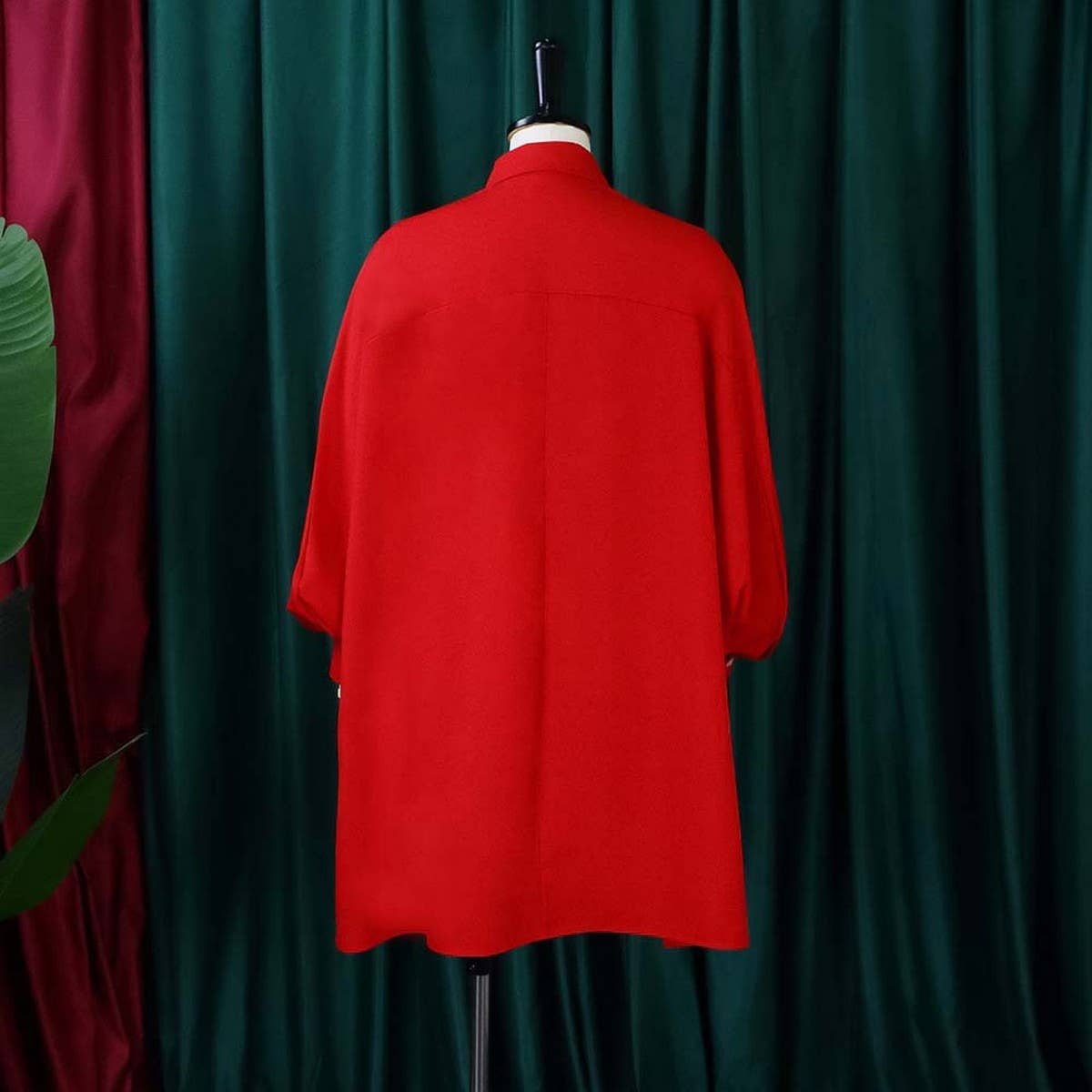 LOOSE LAPEL SOLID COLOR OVERSIZED SHIRT DRESS_CWDSD6165