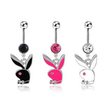 BUNNY PLAYBOY CZ BELLY BUTTON PIERCING_CWMM9238