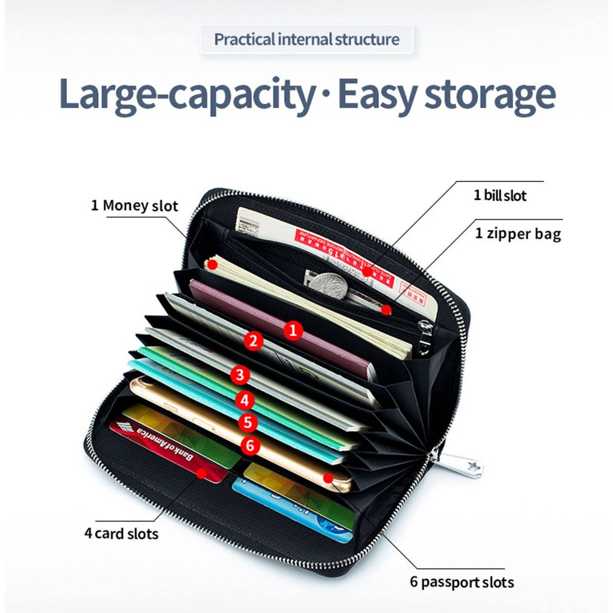 Genuine Leather Zipper Multifunctional Long Wallet_Cwab3741