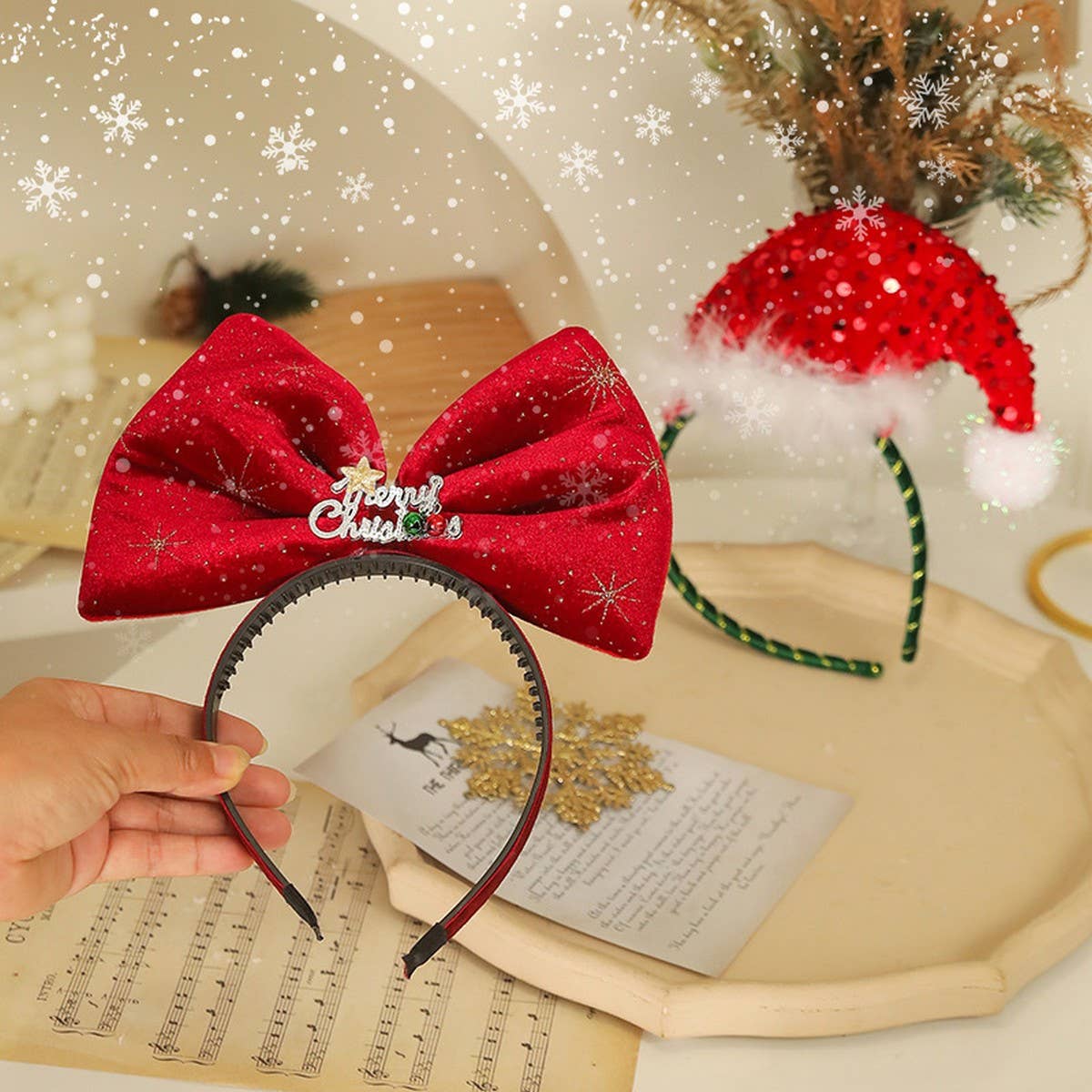 Christmas Party Hat Feather Headband Decor_Cwmm10585