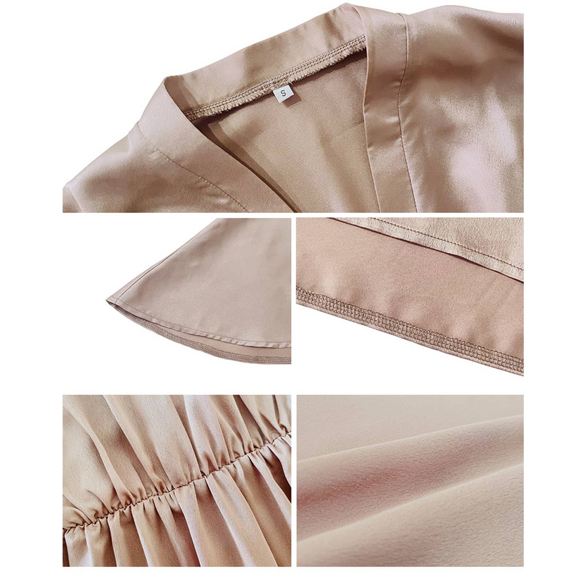 V Neck 3/4 Batwing Sleeve Ruffled Dress_Cwdsd3538