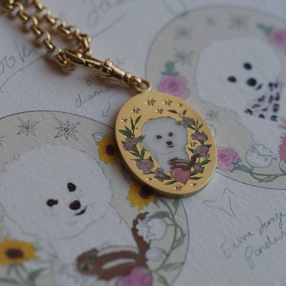 New Dog Stainless Steel Painted Necklace_Cwmm5700