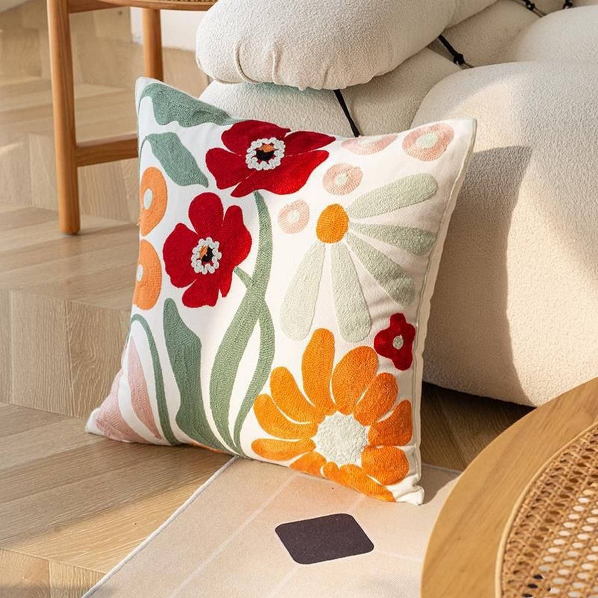 COTTON CREAM PILLOW COVER SOFA BED SQUARE CUSHION_CWMM7684