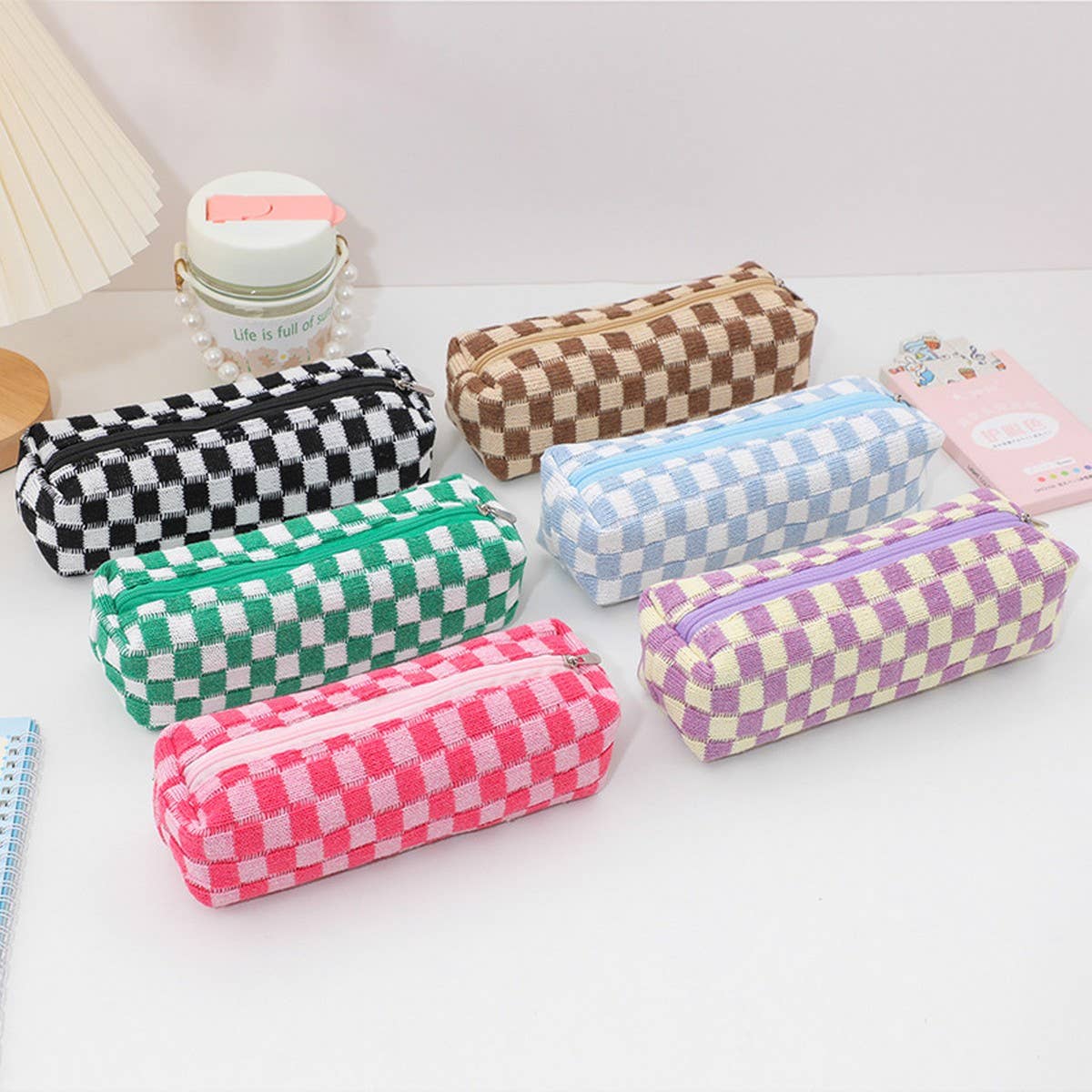 Chessboard Checker Pen Bag Simple Makeup Bag_Cwab1211