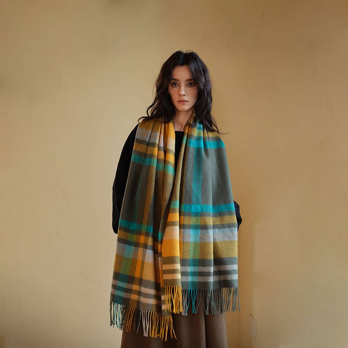 PLAID SCARF WOMENS REVERSIBLE LARGE WARM SHAWL_CWASC2378