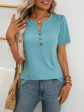 Solid-Color Half-Breasted Short-Sleeved T-Shirt