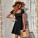 Square Collar Waist Temperament Dress