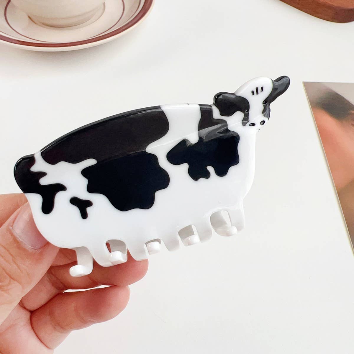 FUN ANIMAL PATCHWORK HAIR CLAW CUTE PIG COW CLIP_CWAHA1493