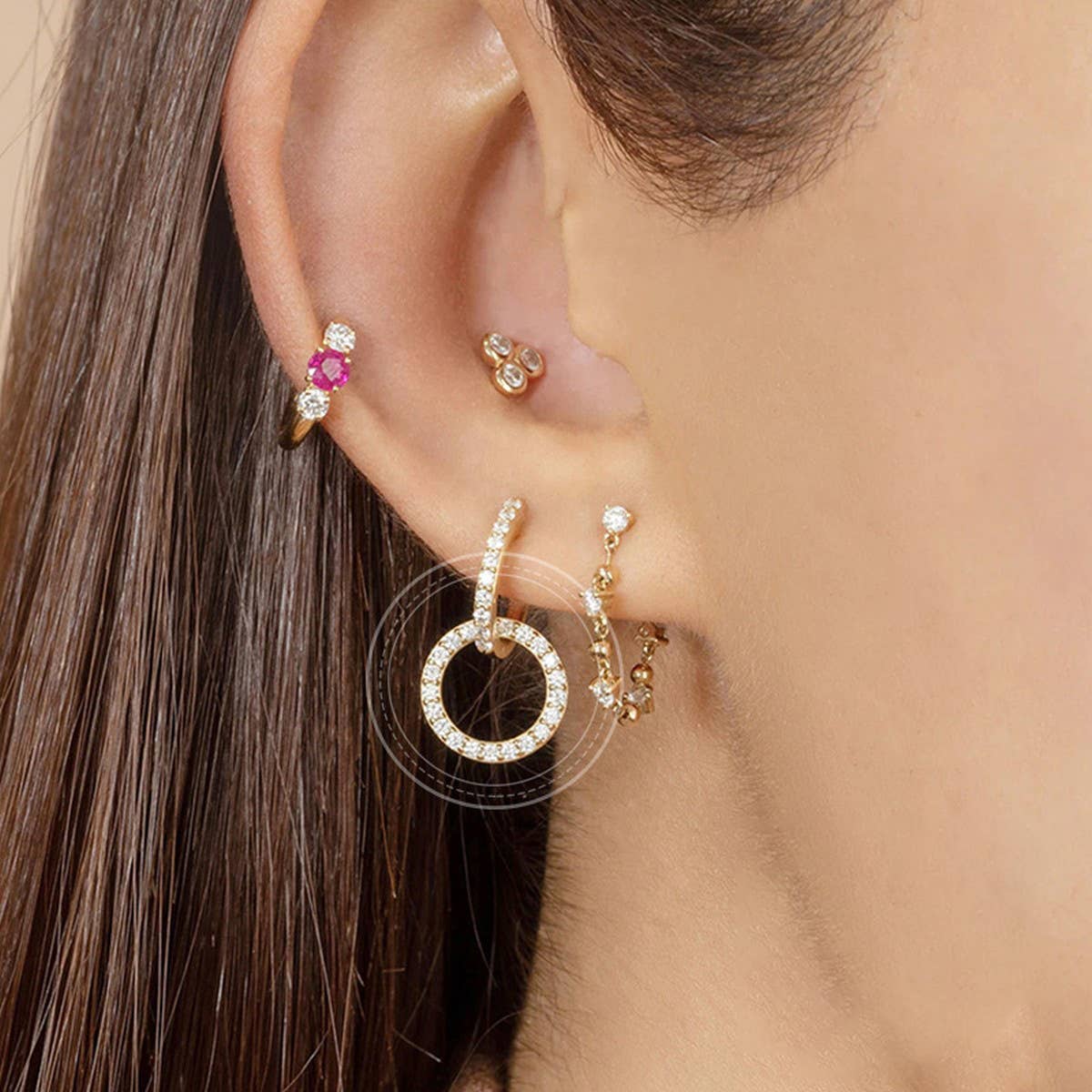 TEMPERAMENT GEOMETRIC DOUBLE HOOP EARRINGS_CWAJE1770