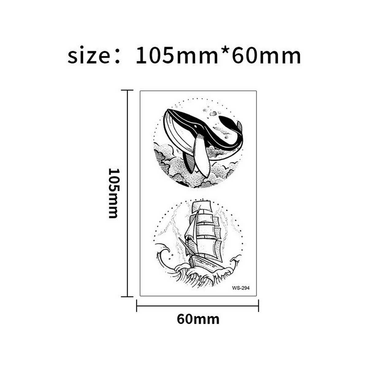 MINIMALIST NATURE TATTOO STICKERS WHALE FOREST_CWMM8365