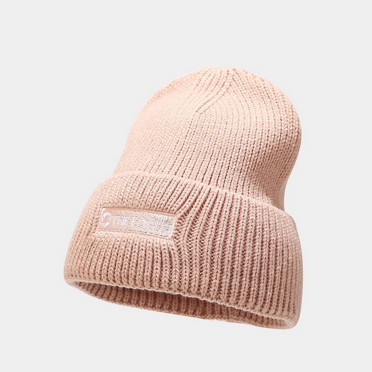 LETTER THICKENED EMBROIDERED BEANIE KNITTED HAT_CWAH2073