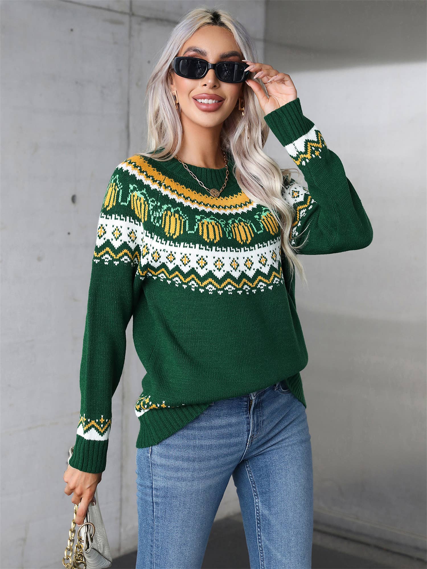 Turtleneck Christmas Sweater With Long Sleeves