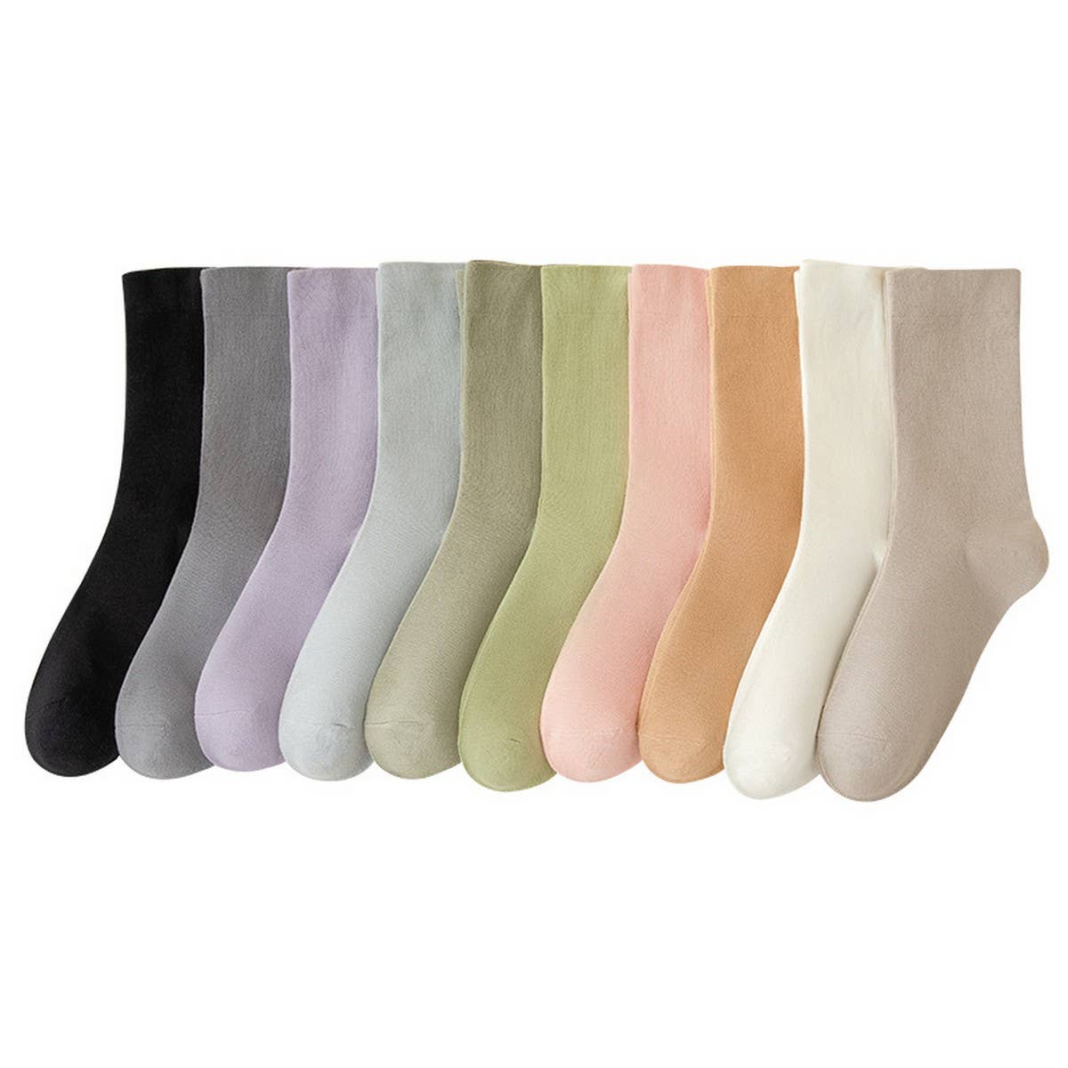 SOLID COLOR BONELESS SOCKS STACKED MID TUBE SOCKS_CWMS1116