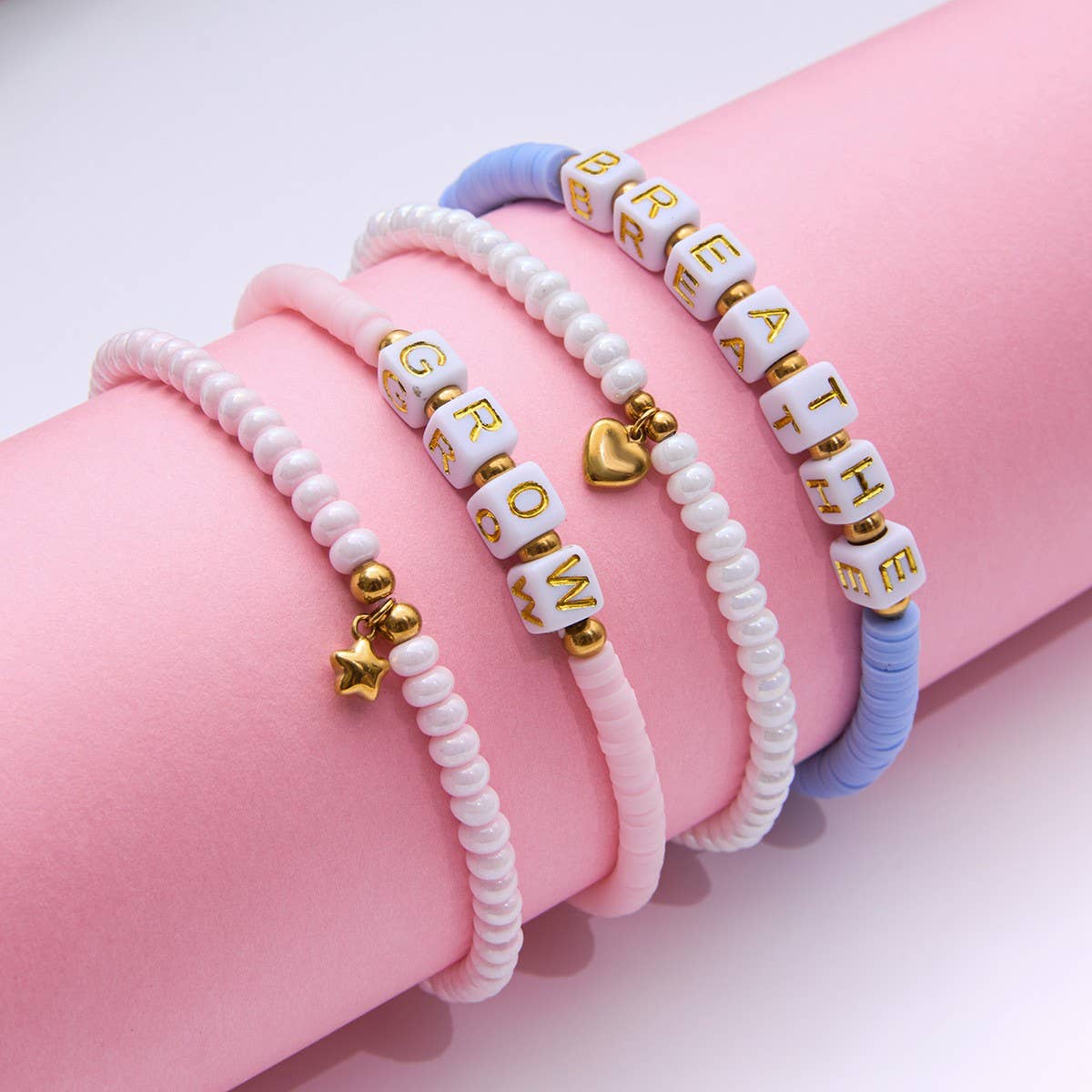 SWEET BLUE BEADED BRACELET IN 18K GOLD STEEL_CWAJE4800