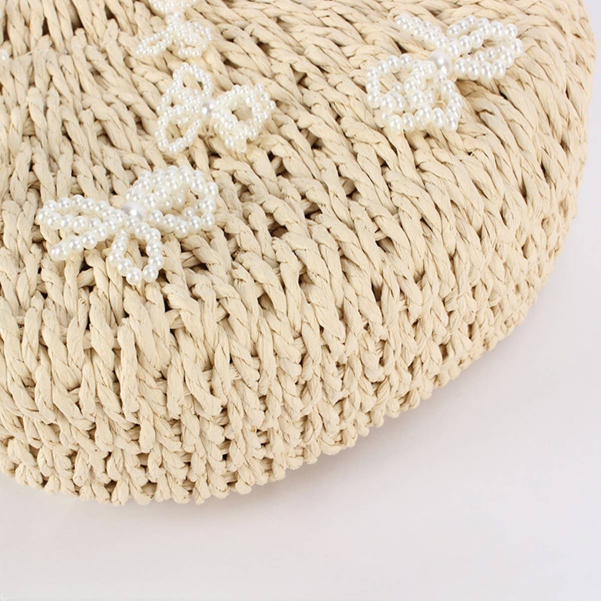 BOW KNOT SEMICIRCLE PAPER ROPE STRAW BAG_CWAB4718