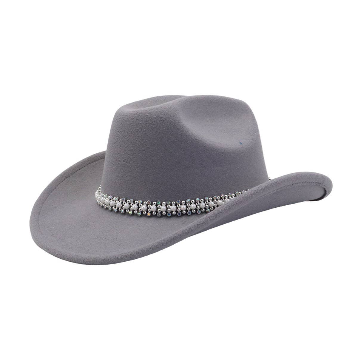 Western Fedora Hat Wool Denim Unisex Style_Cwah04363