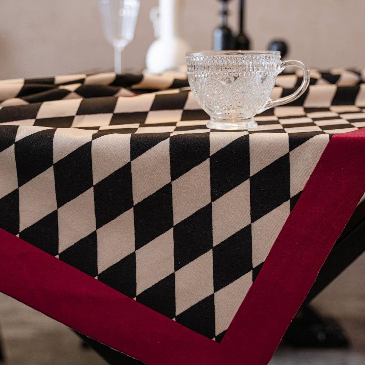 CHECKERBOARD TABLECLOTH SUEDE TABLECLOTH_CWMM0973