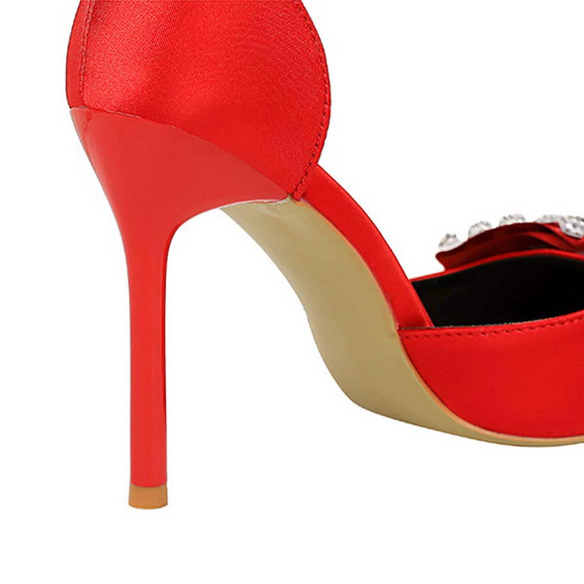 Women Retro Rhinestone Hollow Strap High Heels