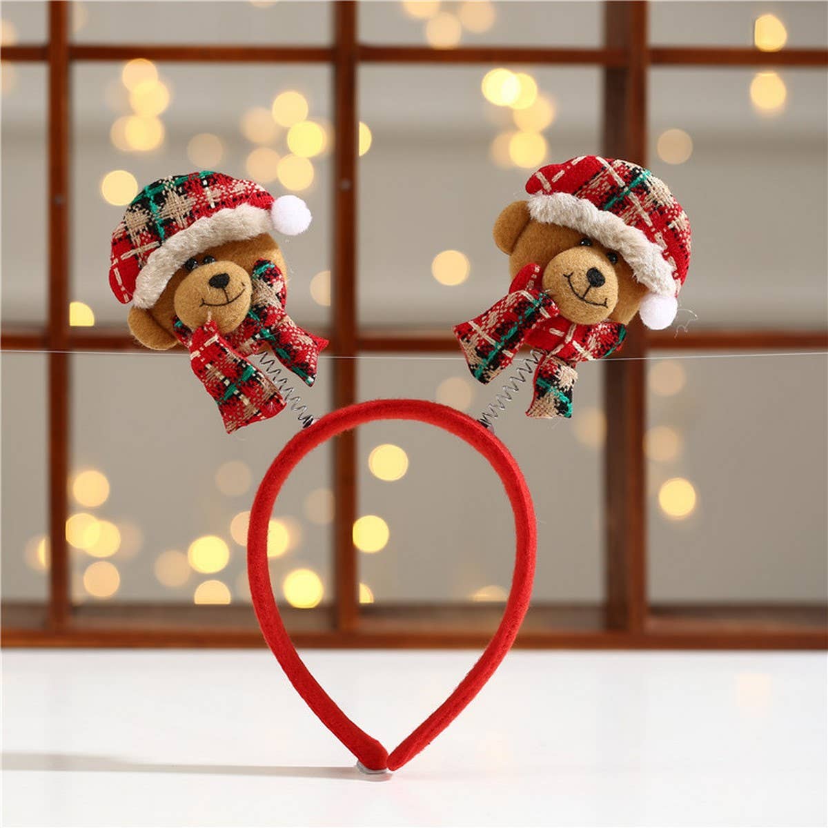 CHRISTMAS RED PLAID CARTOON CHILDRENS HEADBAND_CWAHA2740